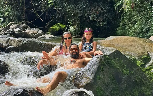 Natural river pool at Rainforest River Ride Adventure in El Yunque National Rainforest, Rio Grande, Puerto Rico